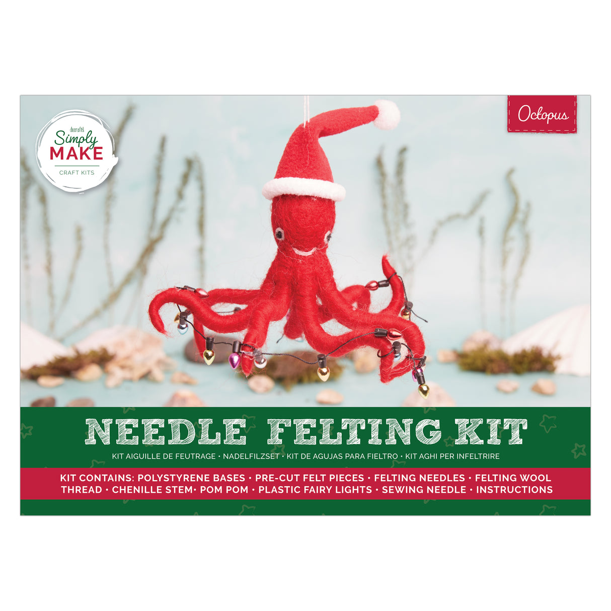 Simply Make Needle Felting Kit - Xmas Octopus