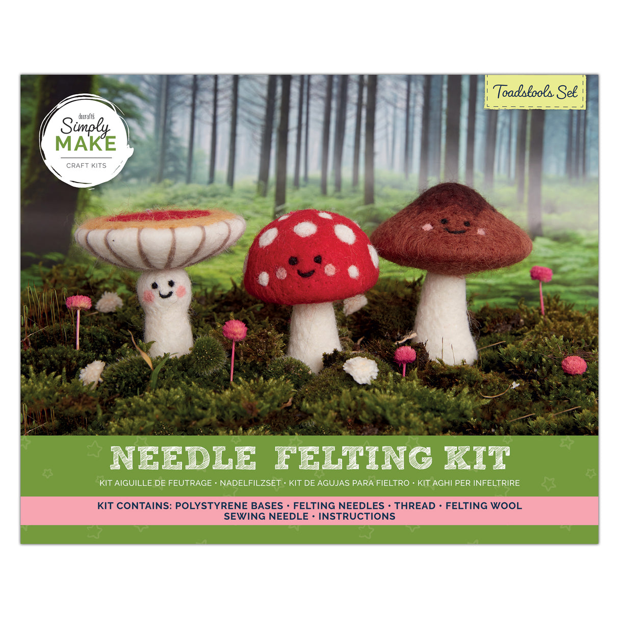 Simply Make Needle Felting Kit - Toadstools Set