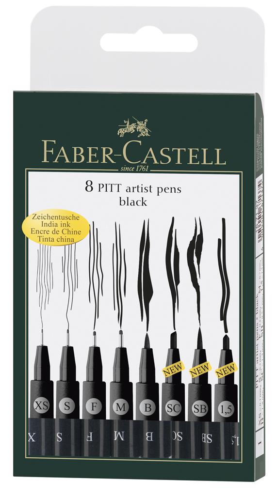 faber-castell pitt pen set black