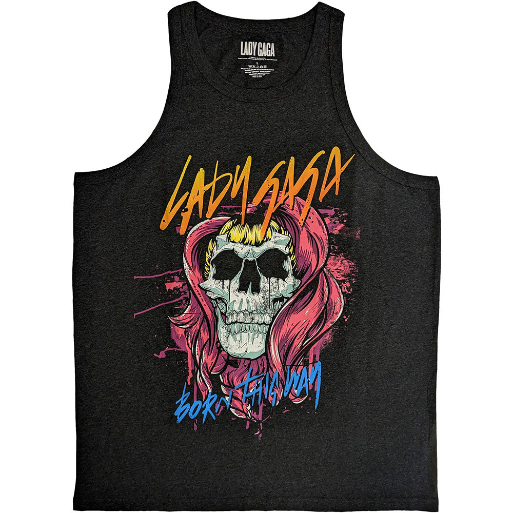 Lady Gaga Unisex Tank T-Shirt Skull Charcoal Grey (XXL)