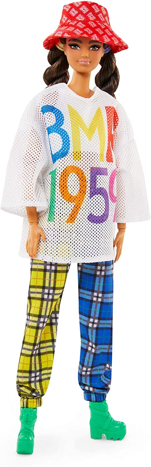 Mattel Barbie BMR1959 Red Bucket Hat Mesh Top Plaid Joggers Poseable Fashion Doll