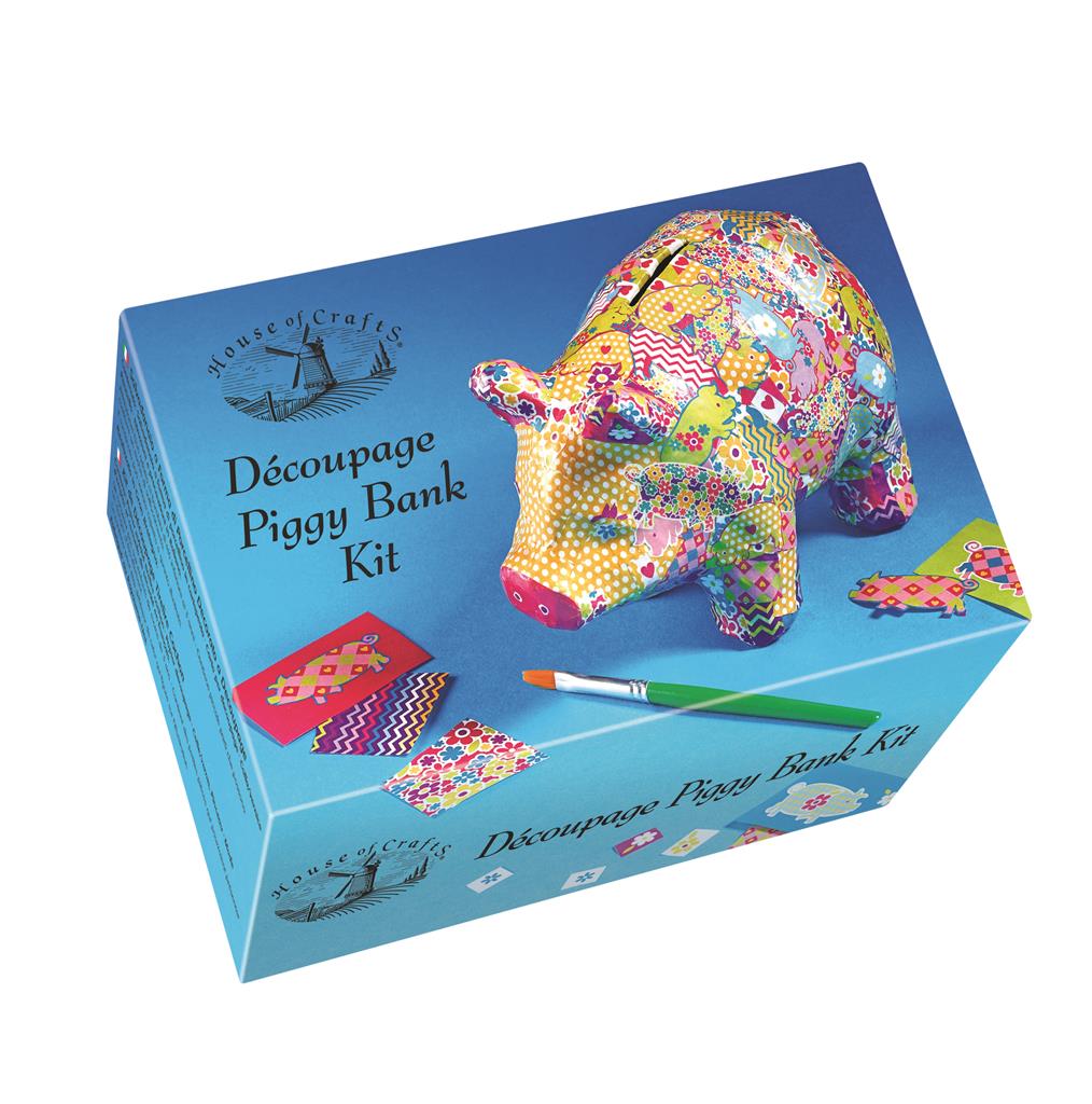 House of Crafts Decoupage Piggy Bank Kit