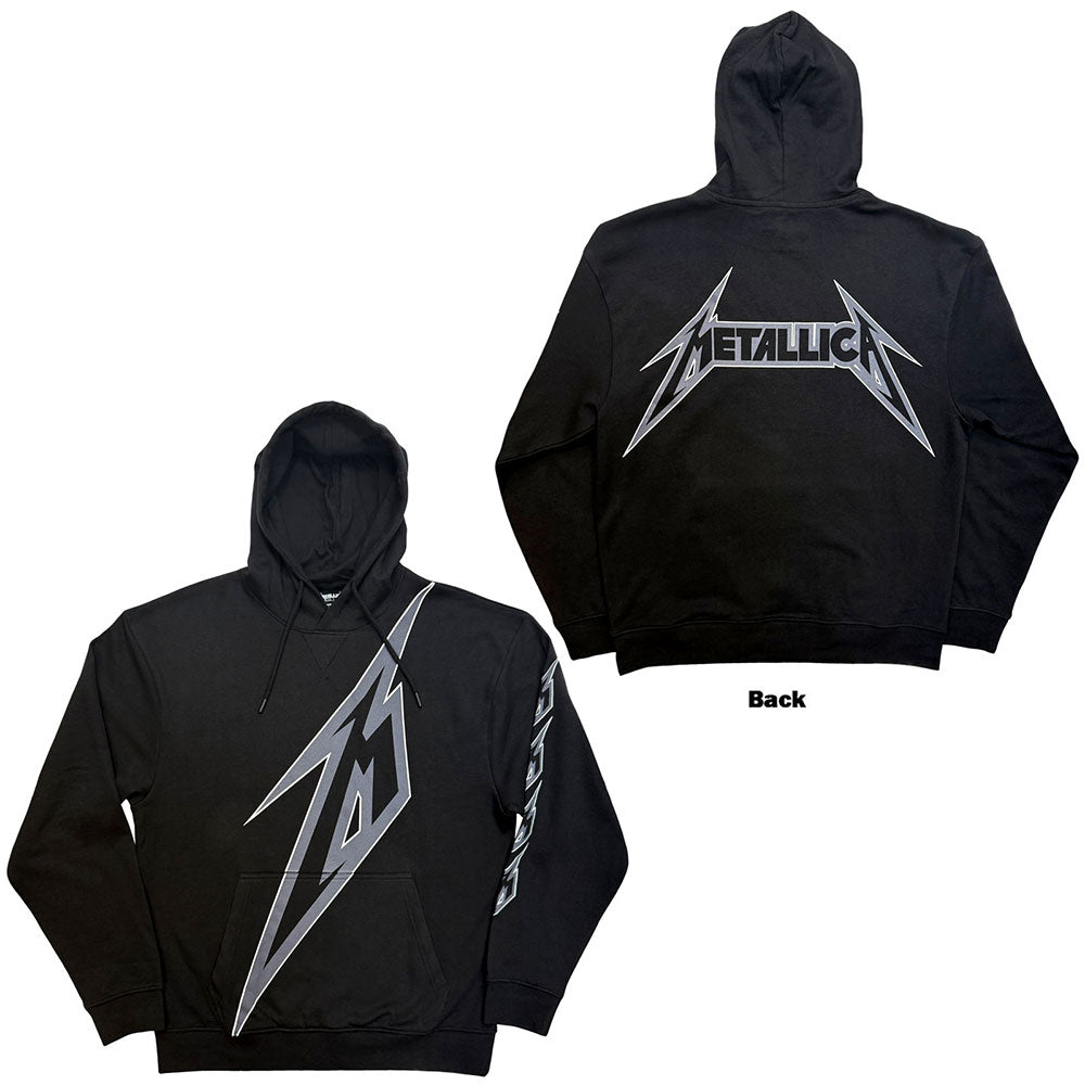Metallica Unisex Pullover Hoodie M Bolt (Back Print) Black (S)
