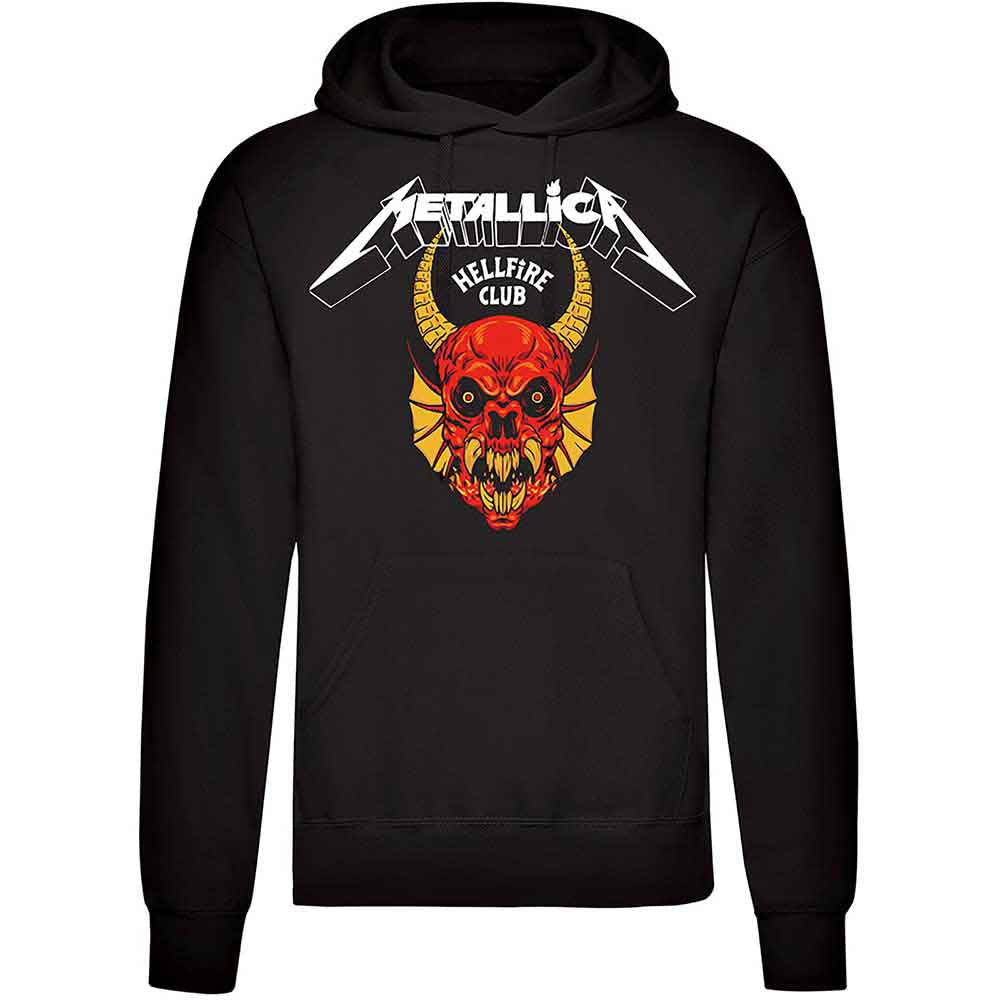 Metallica Unisex Pullover Hoodie Stranger Things Hellfire Demon Black (XL)