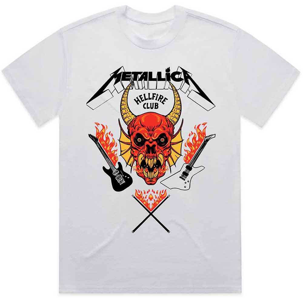 Metallica Unisex T-Shirt Stranger Things Hellfire Club White (XXL)