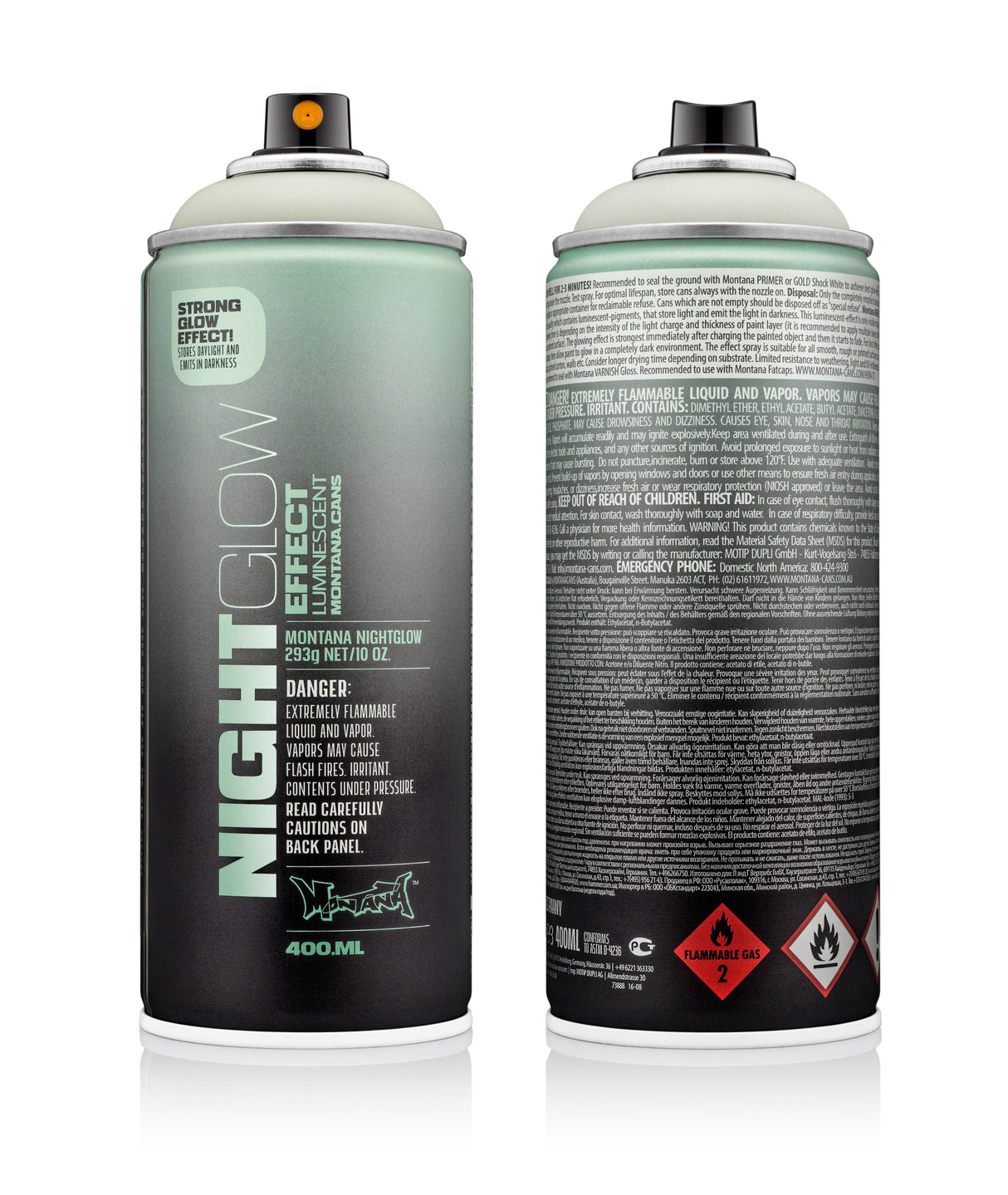 Montana TECH 400ml NIGHT GLOW Luminescent Green Spray Paint