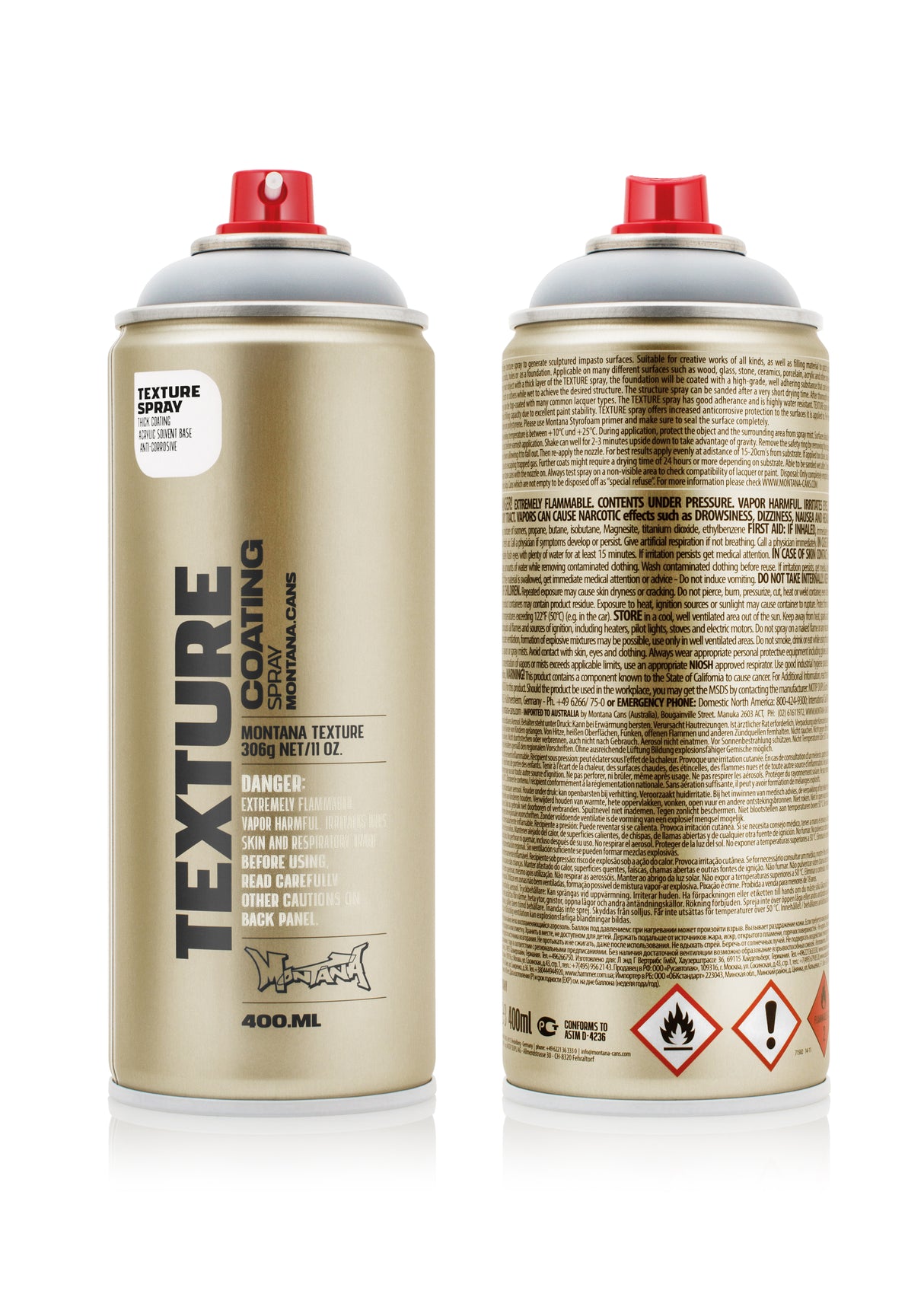 Montana TECH 400ml Spray Texture Coat Grey (T8000)