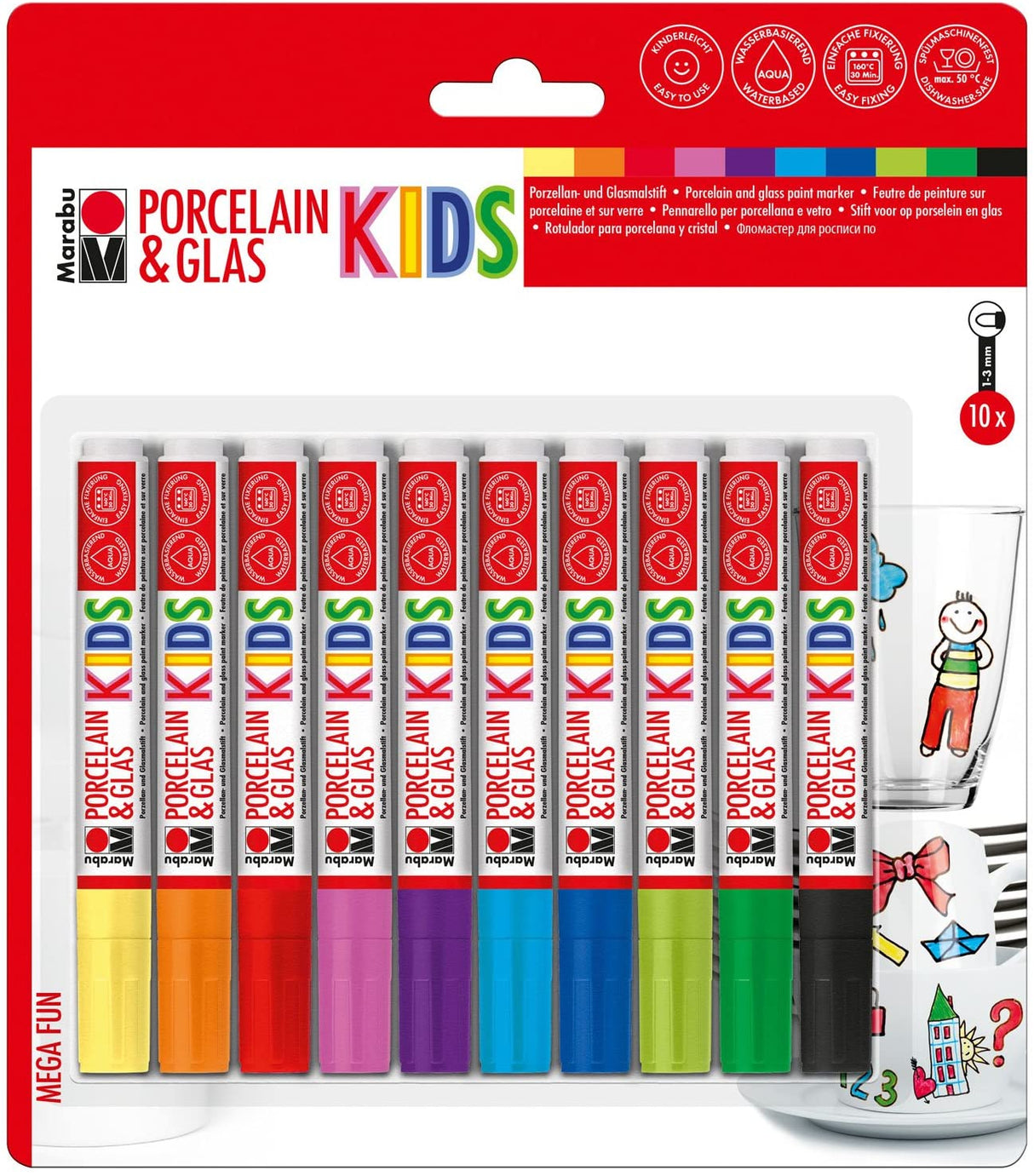 marabu porcelain & glas painter kids marker pen set fun