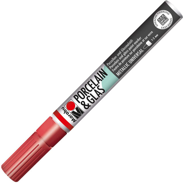 marabu porcelain glas painter marker pen metallic red