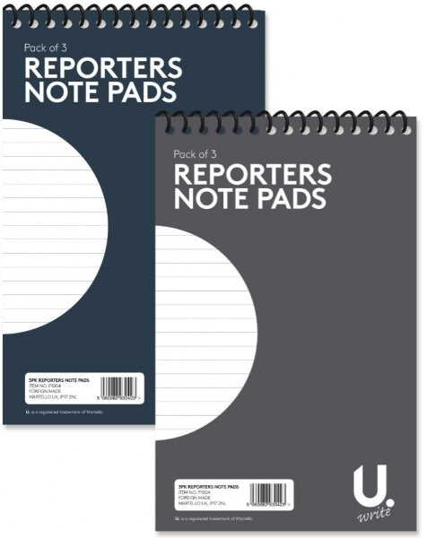 U.Write Reporters Pad 5" x 8" Ruled with Spiral at Top (2pk)