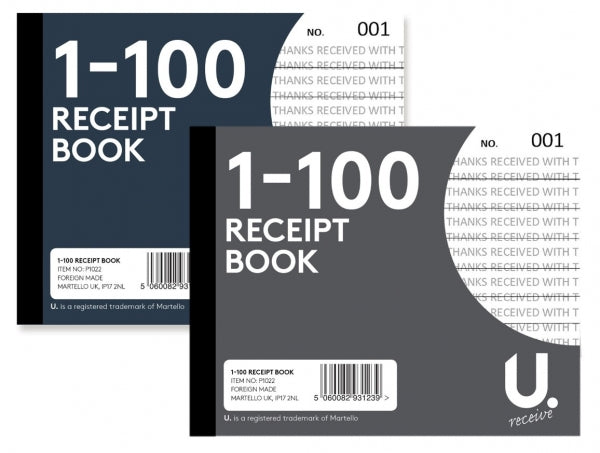 U.Receive Receipt Book (Numbered 1-100) 5" x 4"