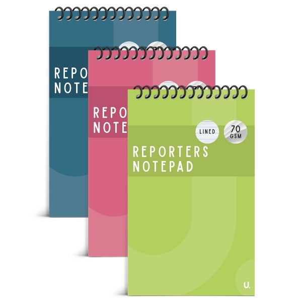 U.Stationery Reporters Notepad 72sht 22cm x 13cm (Assorted Colours)