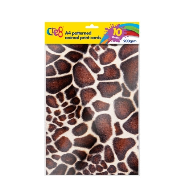 Cre8 A4 Animal Print Patterened Card 200gsm (10pk)