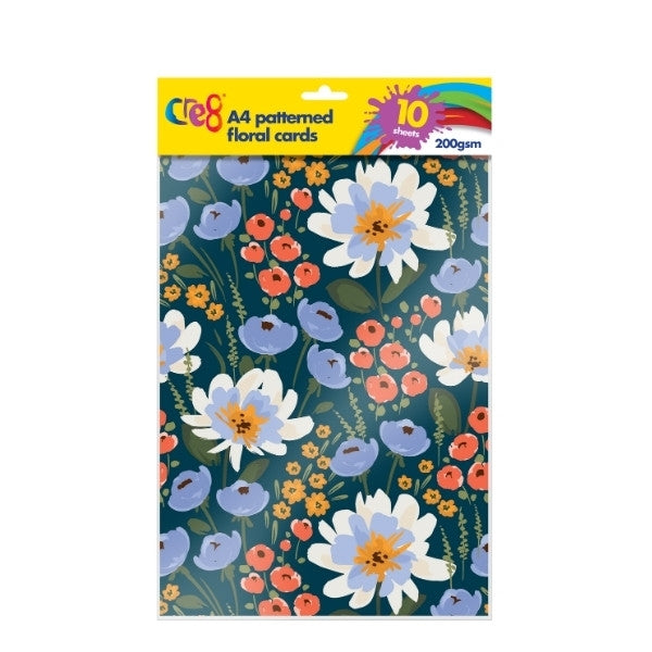 Cre8 A4 Floral Patterened Card 200gsm (10pk)