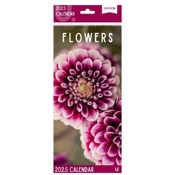 Martello 2025 Slim Calendar 30cm x 14cm - Flowers