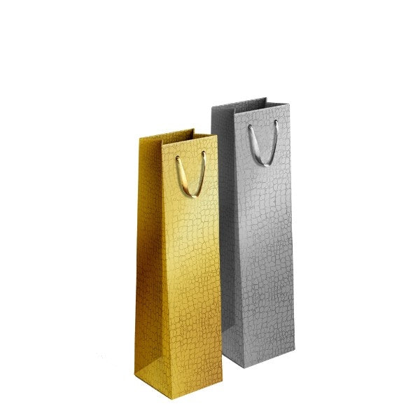 Martello Gift Bags Metallic Gold & Silver for Bottle 12cm x 36cm (2pk)