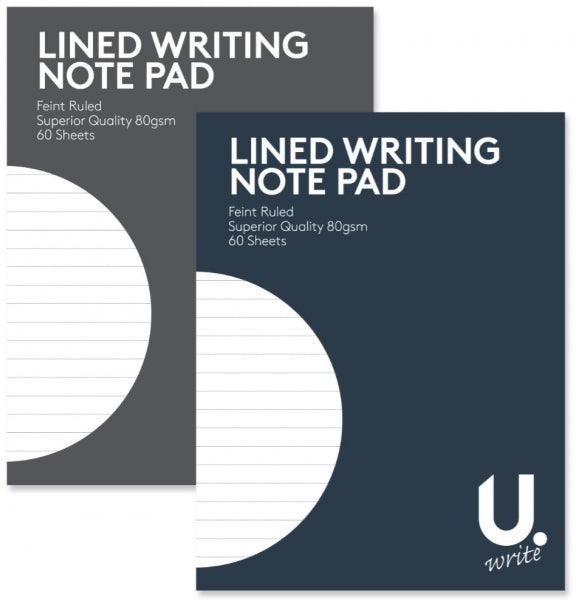 U.Write Writing Pad Lined 60pgs 13.5cm x 17.5cm