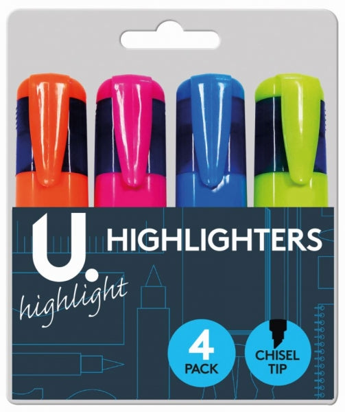 U.Highlight Chisel Tip Highligher Pens 4pk