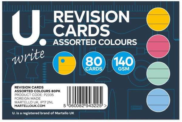 U.Write Revision Cards - 4 Colours (80pk)