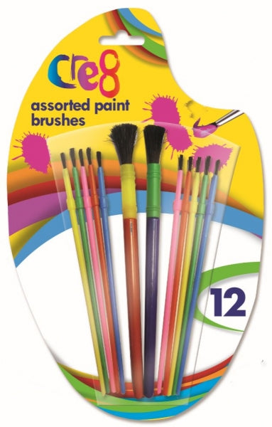 Cre8 Paint Brushes Assorted Sizes (12pk)