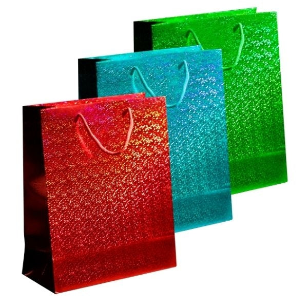 Martello Holographic Gift Bag Extra Large Red/Green/Blue (3pk)