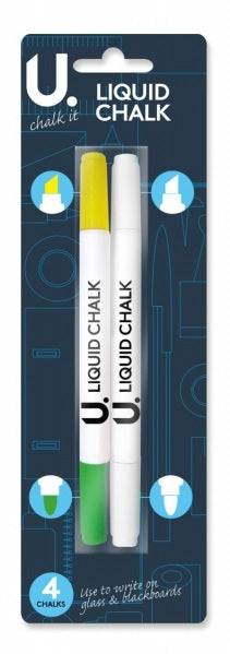 U.Chalk Pack of 2 Chalk Pens (Green/Yellow/White)