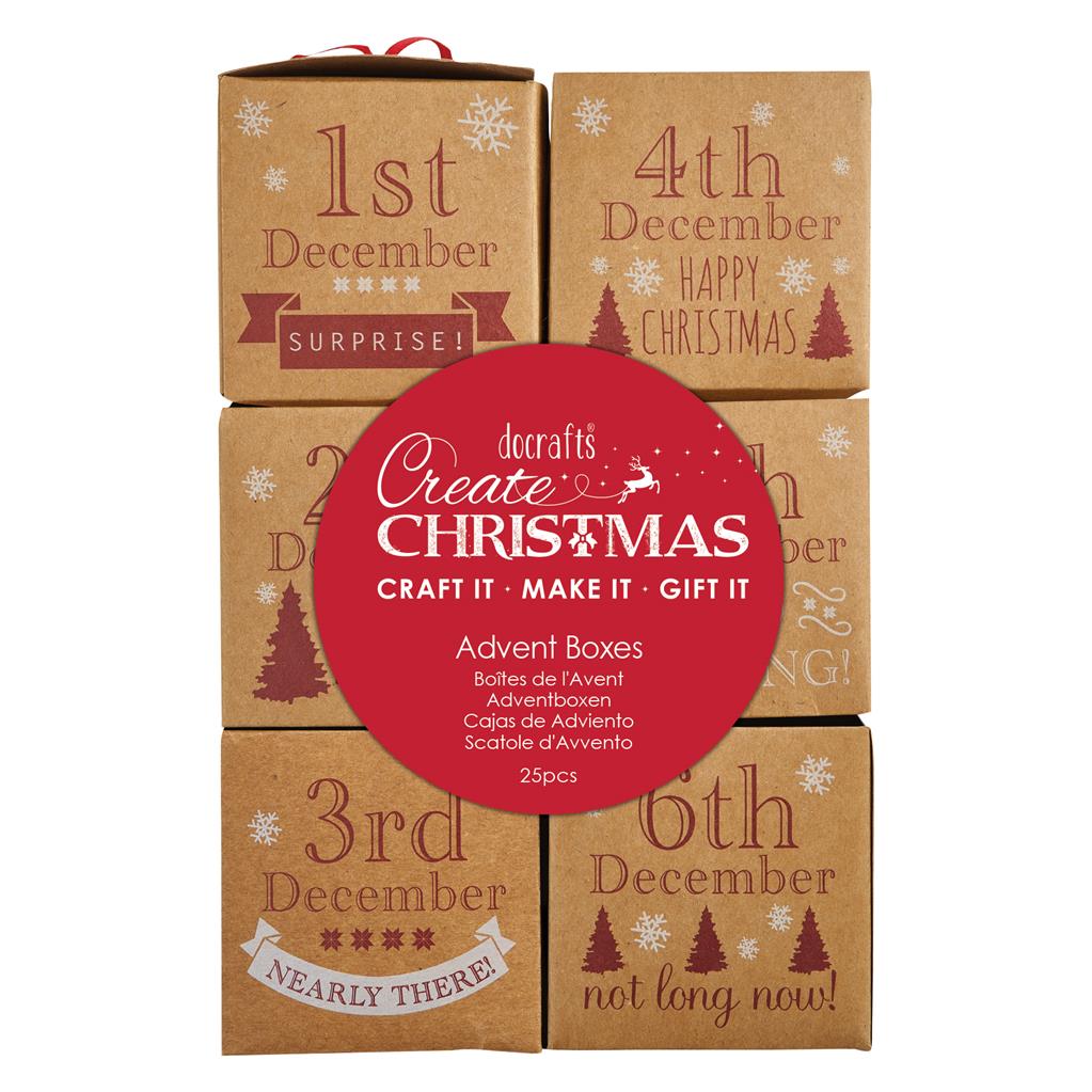 Create Christmas Advent Boxes Kraft Brown (25pk)