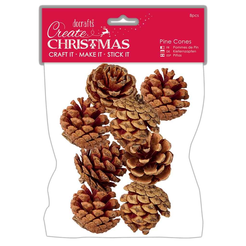 Create Christmas Large Pine Cones (8pk)