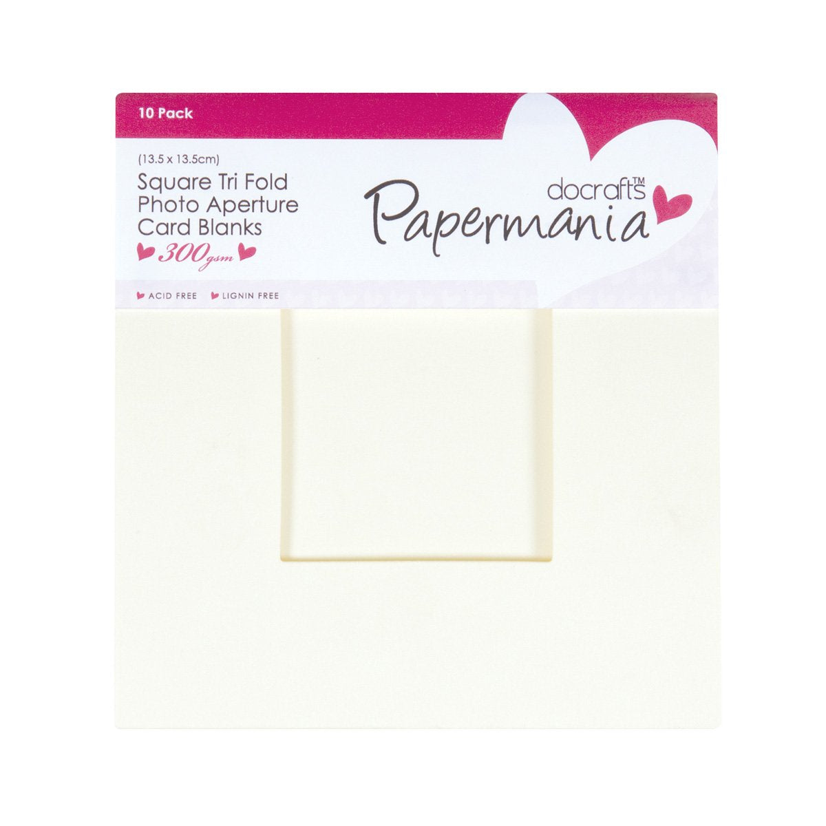 Papermania Cards & Envelopes Square Tri Fold Aperture Window 13.5cm x 13.5cm 300gsm Cream (10pk)