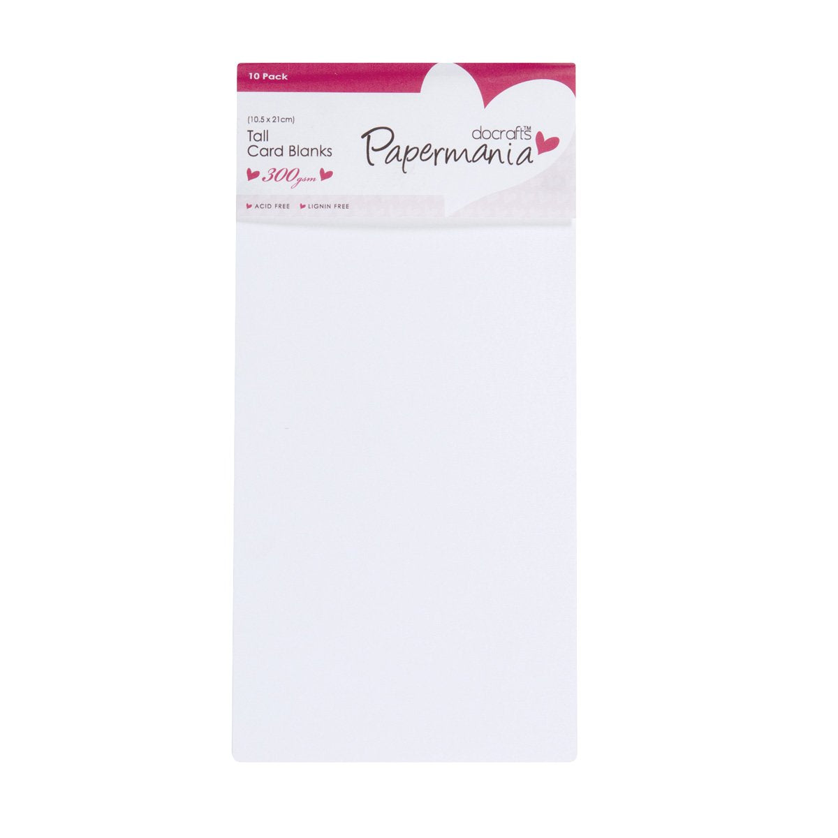 Papermania Cards & Envelopes Tall 21cm x 10.5cm 300gsm White (10pk)