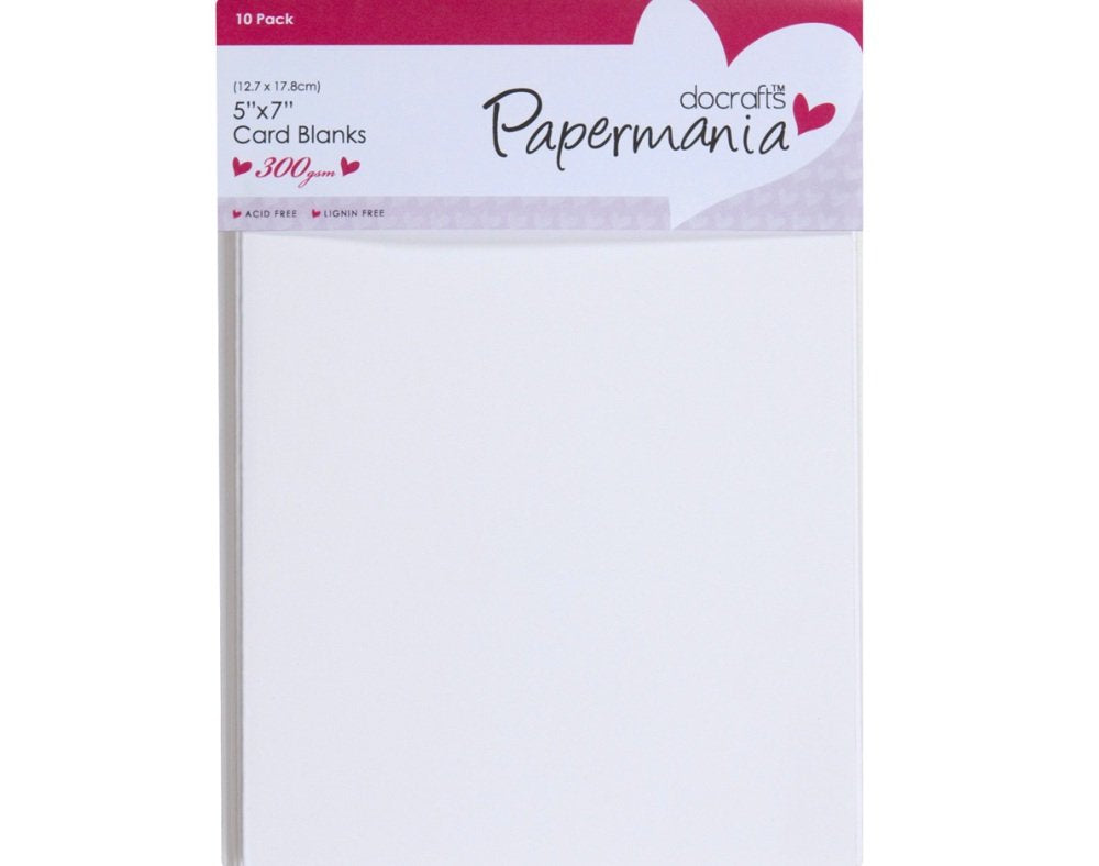 Papermania Cards & Envelopes 5" x 7" 300gsm White (10pk)