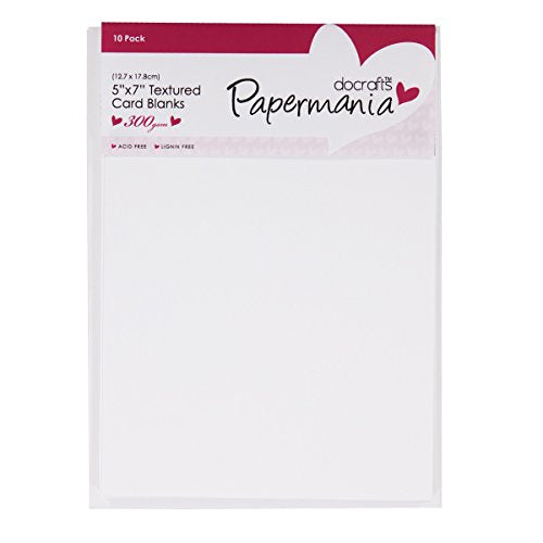 Papermania Cards & Envelopes 5" x 7" Textured 300gsm White (10pk)