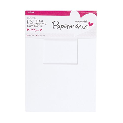 Papermania Cards & Envelopes Tri Fold Aperture Window 5" x 7" 300gsm White (10pk)