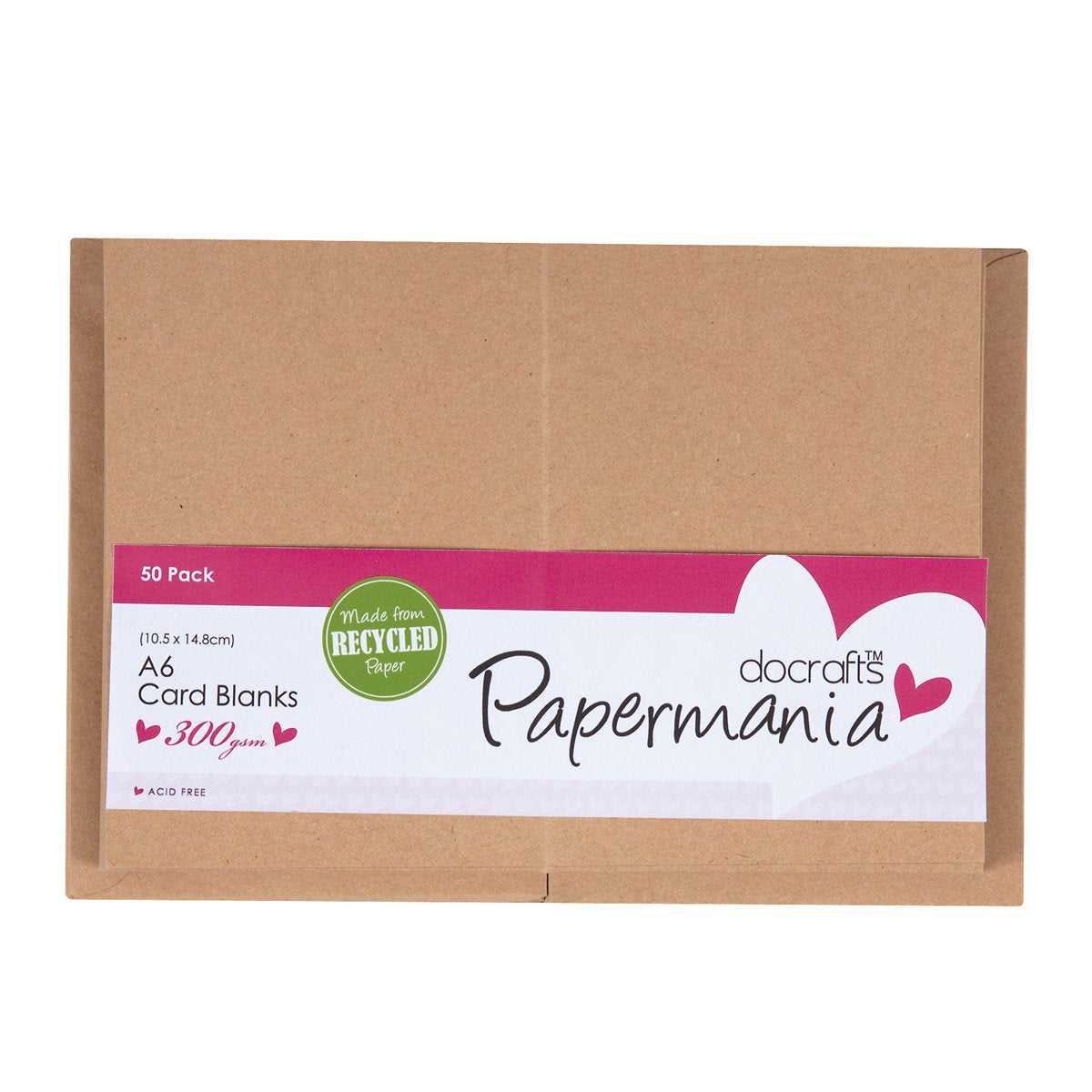 Papermania Cards & Envelopes A6 300gsm Recycled Kraft (50pk)