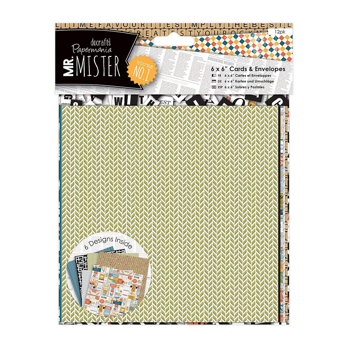 Papermania 6" x 6" Cards & Envelopes - Mr Mister (12pk)