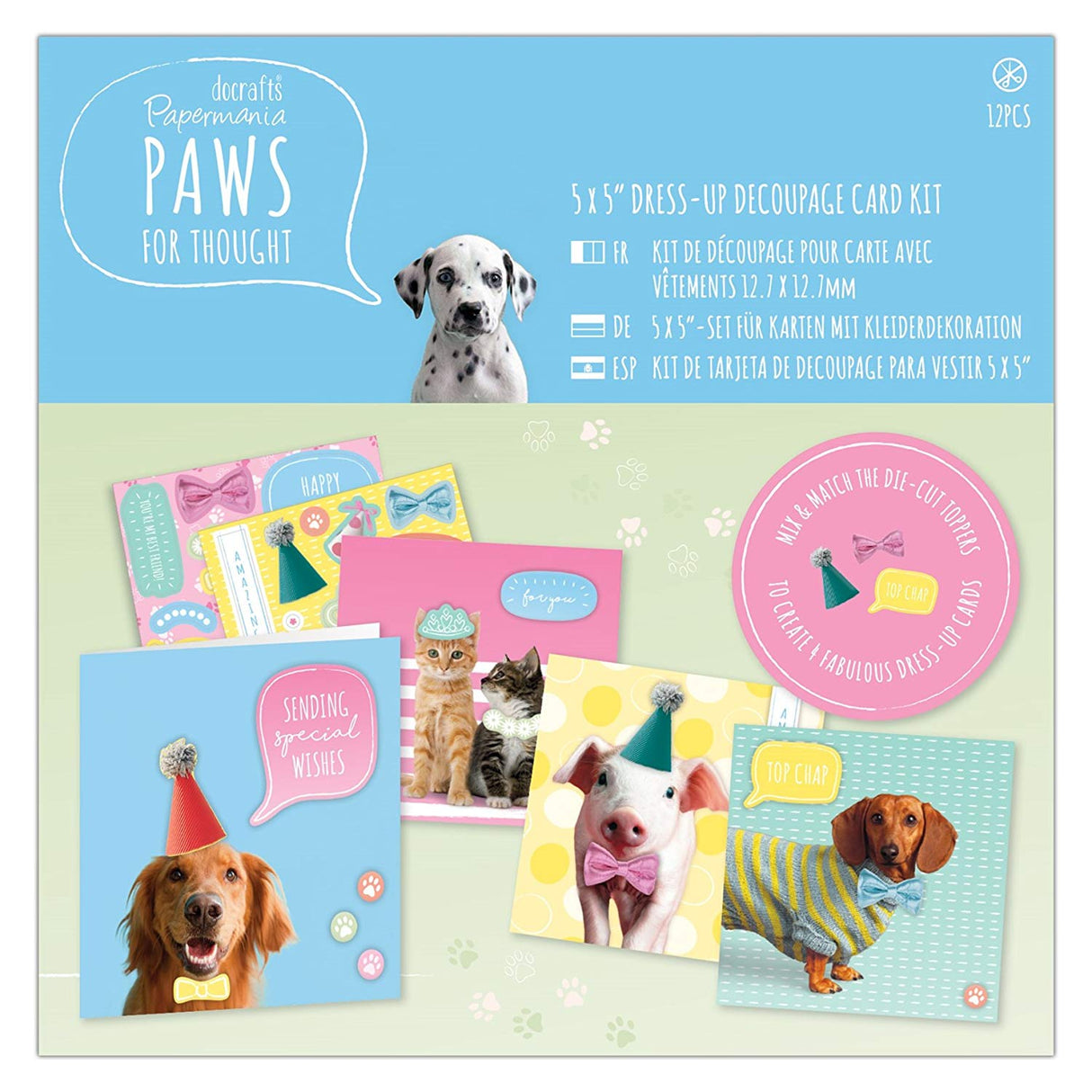 Papermania 5" x 5" Dress Up Card Kit - Paws for Thought (4pk)