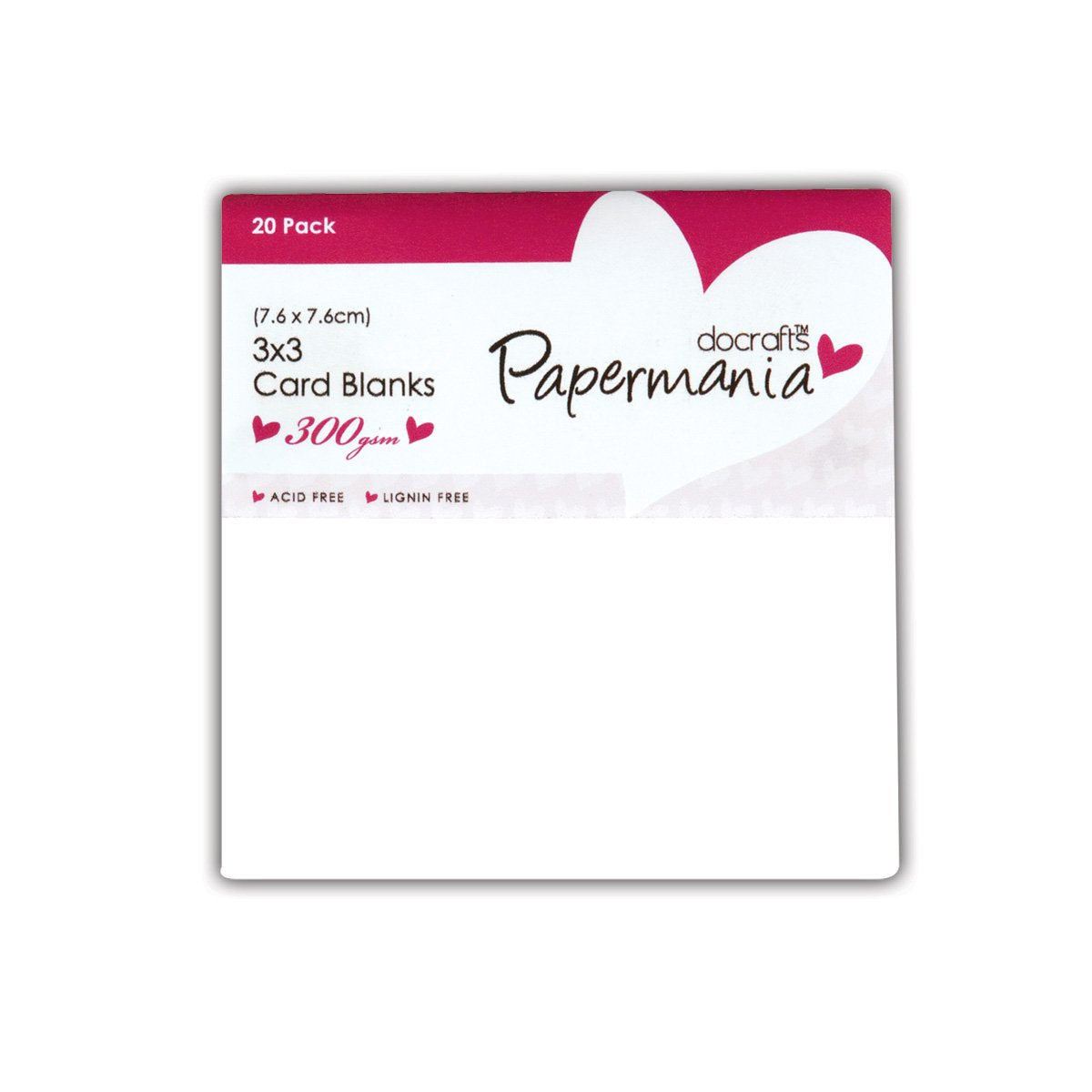 Papermania Cards & Envelopes 3" x 3" 300gsm White (20pk)