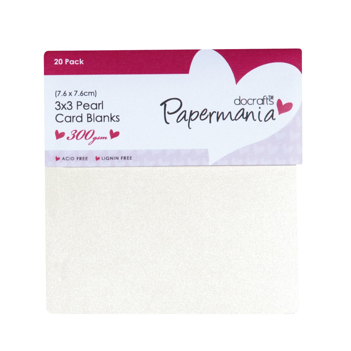 Papermania Cards & Envelopes 3" x 3" 300gsm Pearlised White (20pk)