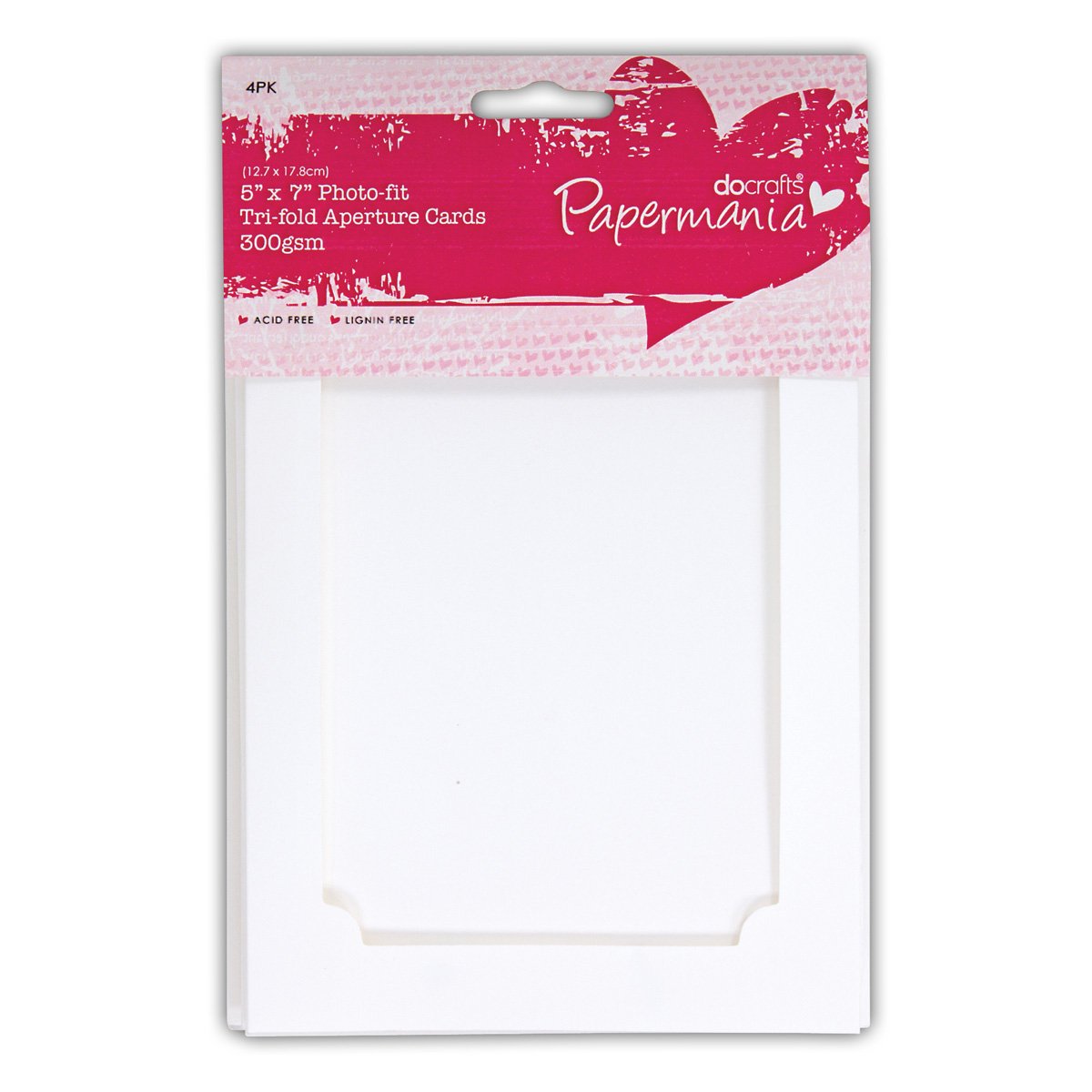 Papermania Cards & Envelopes 5" x 7" Photo-Fit Aperture Window 300gsm White (4pk)