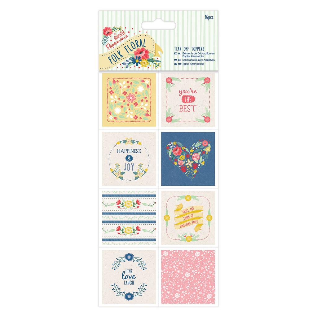 Papermania Tear Off Toppers - Folk Floral (16pc)