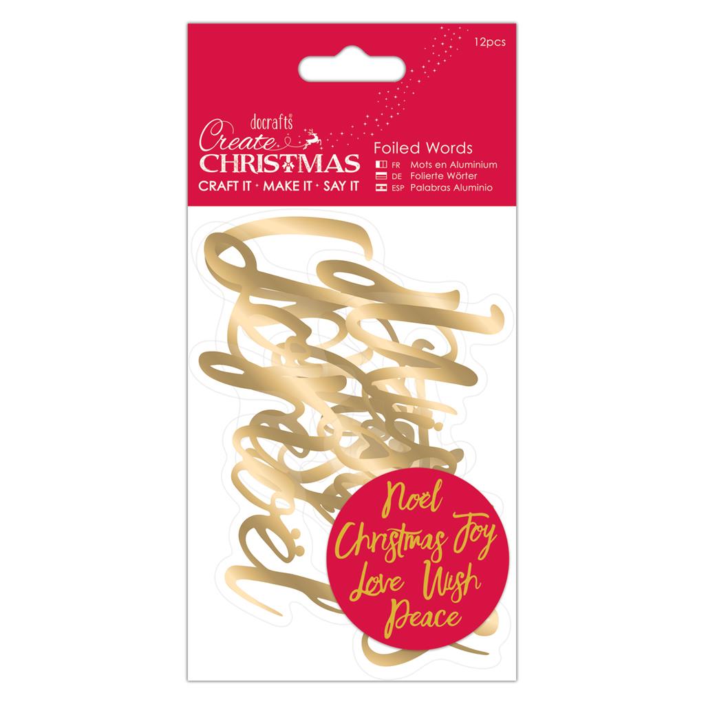 Create Christmas Foiled Words - Gold (12pk)