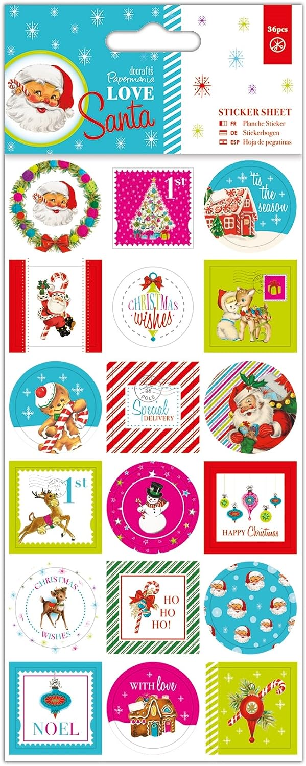 Papermania Sticker Sheet - Love Santa (36pcs)