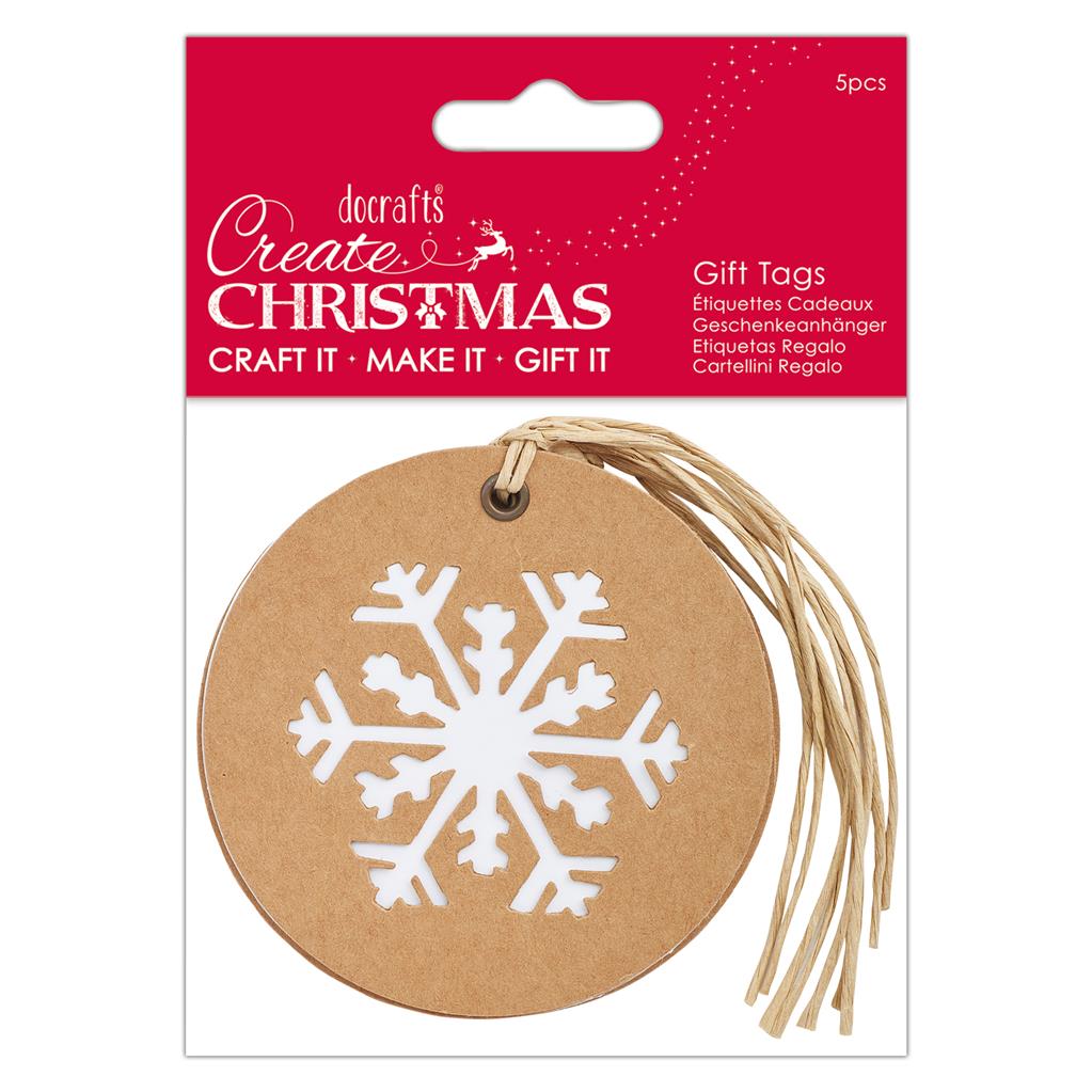 Create Christmas Silhouette Kraft Gift Tags - Snowflake (5pk)