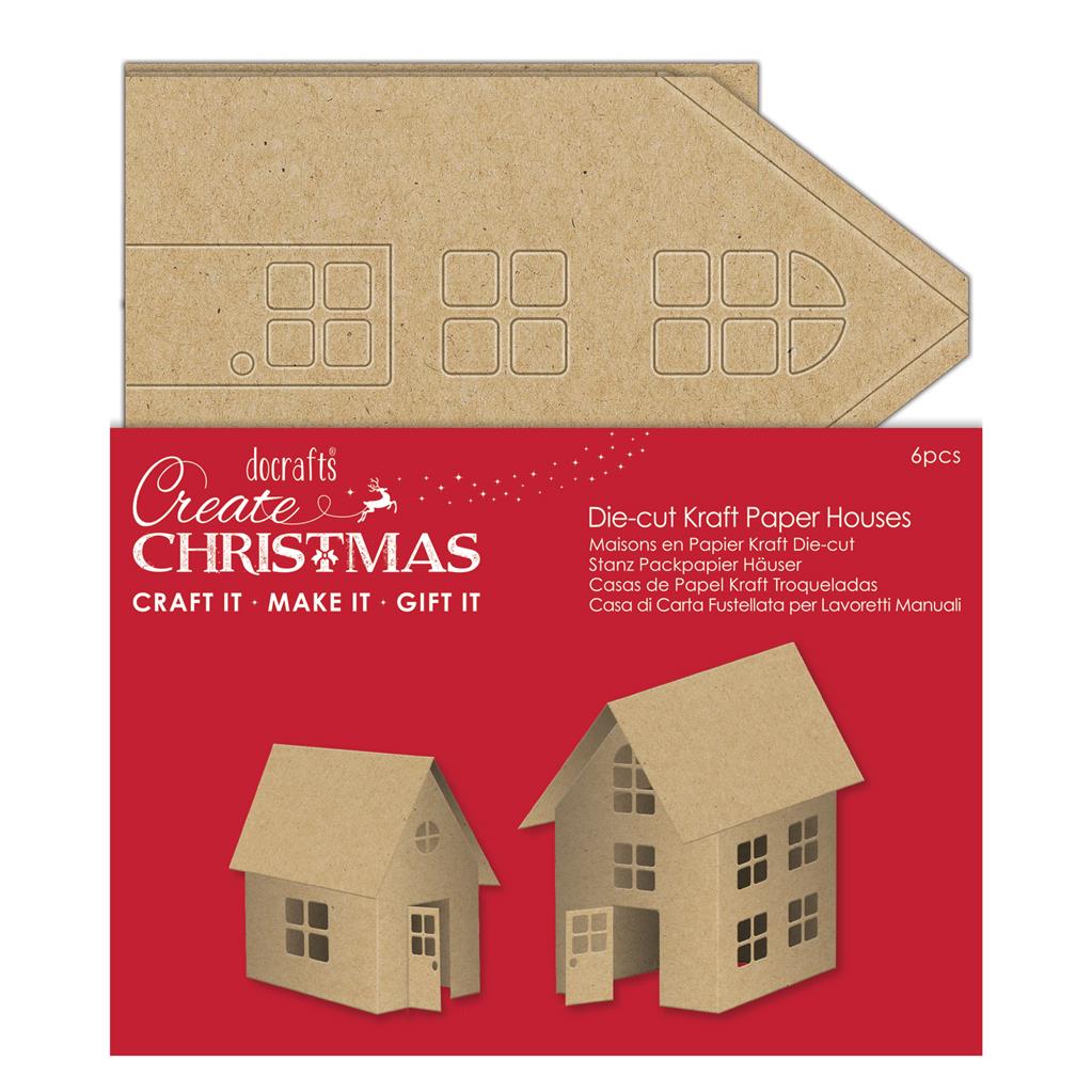 Create Christmas Die-cut Kraft Paper Houses Brown (6pk)