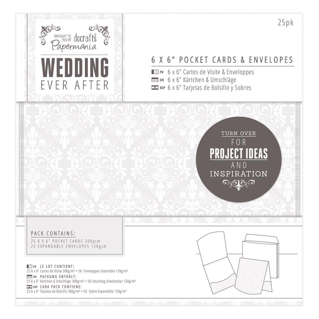 Papermania 6" x 6" Cards & Envelopes Pocket - Wedding Ever After Damask (25pk)