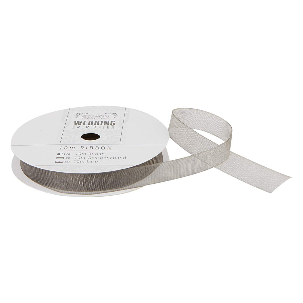 Papermania Wedding Ever After Organza Ribbon - Dark Grey 10m