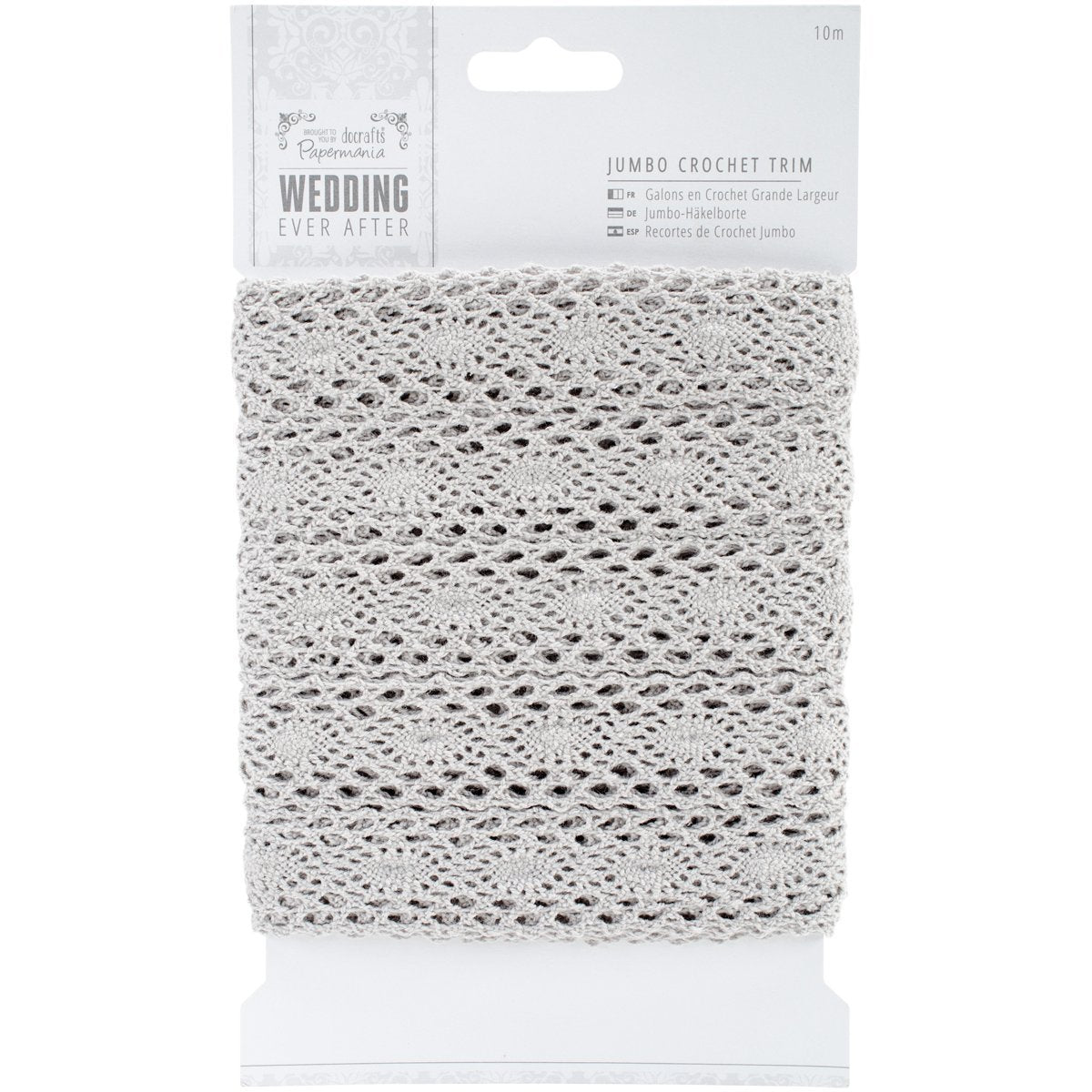 Papermania Wedding Ever After Jumbo Crochet Trim - Silver 10m