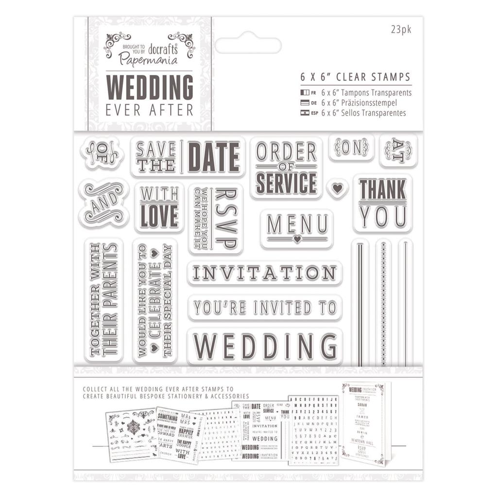 Papermania 6" x 6" Clear Stamps - Wedding Ever After Sentiments