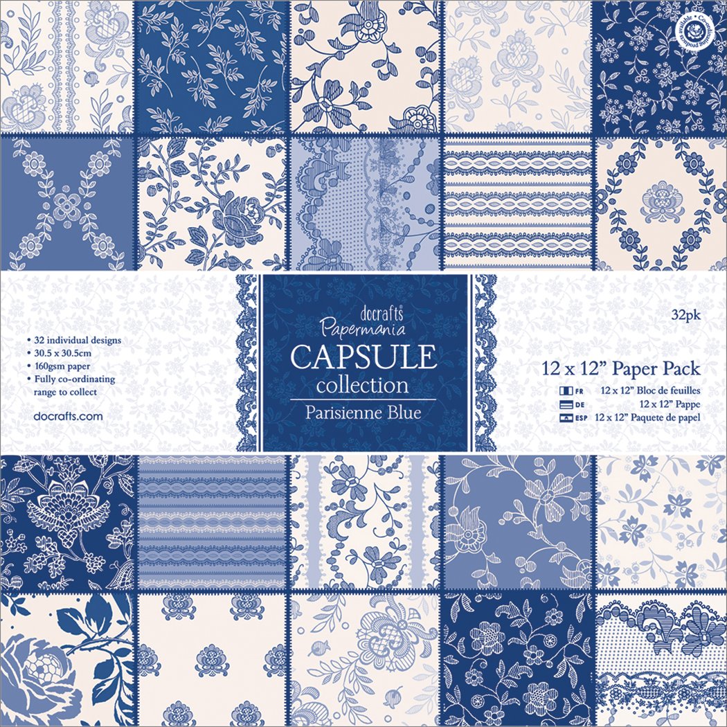 Papermania 12" x 12" Paper Pack - Capsule Collection Parisienne Blue (32sht)