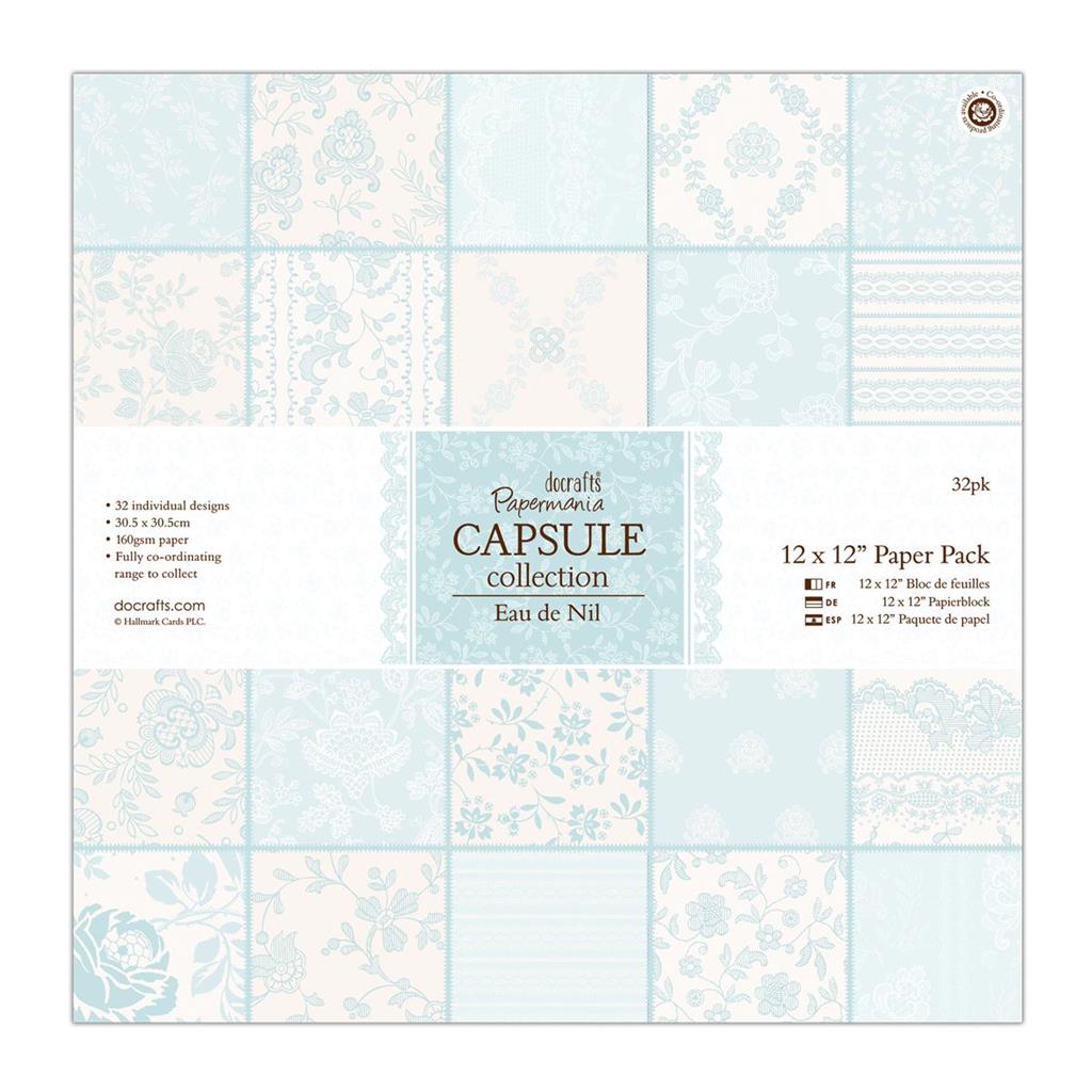 Papermania 12" x 12" Paper Pack - Capsule Collection Eau De Nil (32sht)